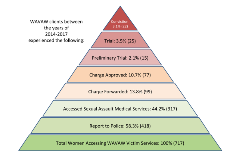 A graph that shows analysis of the records of 717 individuals who accessed Salal’s Victim Services Program between 2014 and 2017.